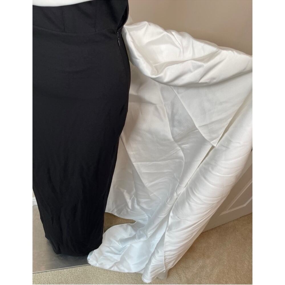 SOLACE LONDON Kinsley Strapless Ruched Draped Maxi Dress in Cream & Black Sz 0 - Picture 5 of 12